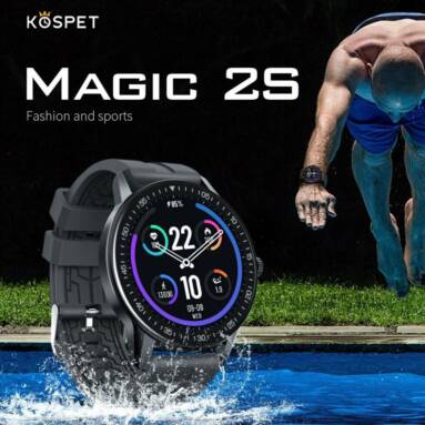 $19 with coupon for Kospet Magic 2S Smart Watch 40 Sport Modes 1.3 inch HD 360 x 360 Resolution Screen 3ATM Waterproof Bluetooth 5.0 128M Flash Memory – Black Extra Green Strap from BANGGOOD