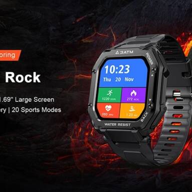 €27 with coupon for Kospet Rock 1.69 Inch Large Screen Heart Rate Blood Pressure SpO2 Monitor 20 Sport Modes bluetooth 5.0 Three-proof Outdoor Smart Watch from BANGGOOD