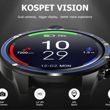 €115 with coupon for Kospet Vision 1.6inch 3G+32G 8.0MP Front-facing Dual Camera 4G-LTE Video Call 800mAh Google Play Smart Watch Phone from BANGGOOD