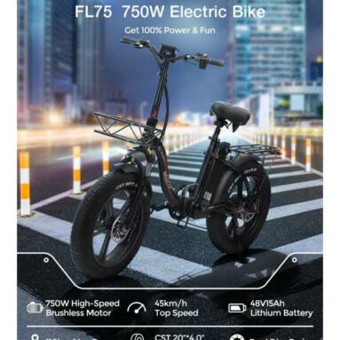 €996 with coupon for LAOTIE FL75 7S 750W 48V 15Ah 20×4.0in Fat Tire Folding Electric Moped Bicycle 45 km/h Top Speed 70-110km Mileage Electric Bike from EU PL CZ warehouse BANGGOOD