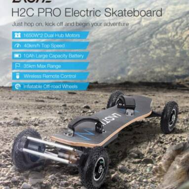 €427 with coupon for LAOTIE® H2C Pro 7.8inch Off Road Tire 10Ah 2x1650W Dual Motor Electric Skateboard 40km/h Top Speed 35km Max Range 120kg Max Load from EU PL warehouse BANGGOOD