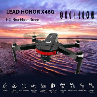 $179 with coupon for LEAD HONOR X46G GPS 5G WiFi FPV with 4K Dual Cameras Brushless RC Drone – Black Three batteries with Handbag from GEARBEST