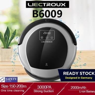 €160 with coupon for LIECTROUX B6009 Robot Vacuum Cleaner 3000Pa Suction Navigation Map with Memory WiFi Application Water Tank Brushless Motor Virtual Blocker from BANGGOOD