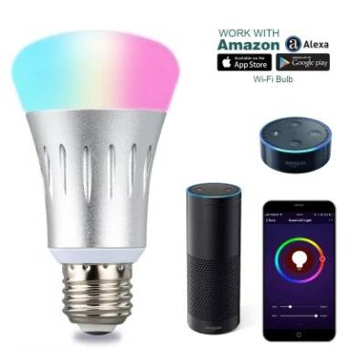 $9 with coupon for Lampwin WIFI Smart LED Bulb, Works with Amazon Alexa, E27 Dimmable Multicolored LED for iOS Android, App Control / Voice Control, Home Lighting – SILVER PACK OF 1 from Gearbest