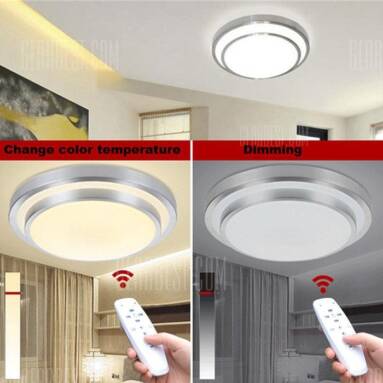 $29 with coupon for Led Ceiling Lights Change Color Temperature Ceiling Lamp 40W Smart Remote Control Dimmable Bedroom Living Room  –  WHITE + SILVER from GearBest