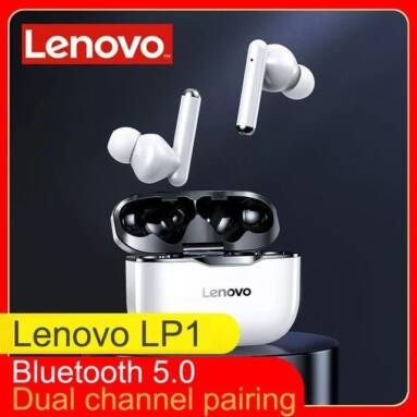 €14 with coupon for Lenovo LP1 TWS bluetooth Earbuds IPX4 Waterproof Sport Headset Noise Cancelling HIFI Bass Headphone with Mic Type-C Charging – Black from GEARBEST