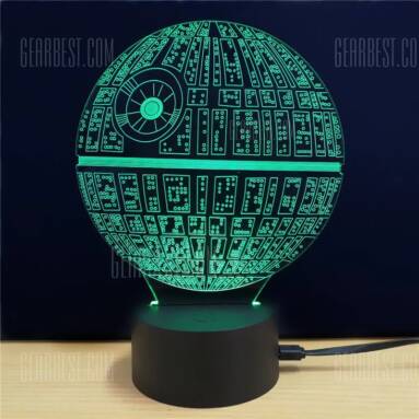 $4 with coupon for M.Sparkling Creative 3D LED Lamp The Death Star Shape Table Lamp  –  COLORFUL from GearBest