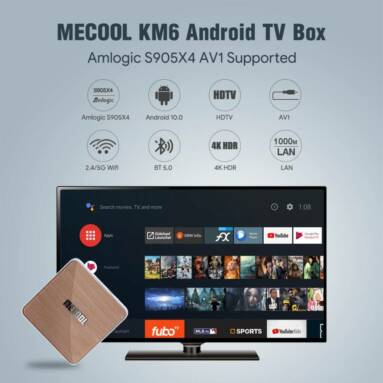 €88 with coupon for MECOOL KM6 Deluxe 4GB/64GB ROM Android TV 10.0 TV BOX Amlogic S905X4 2.5G+5G WIFI 6 Bluetooth 5.0 4K HDR from GEEKBUYING