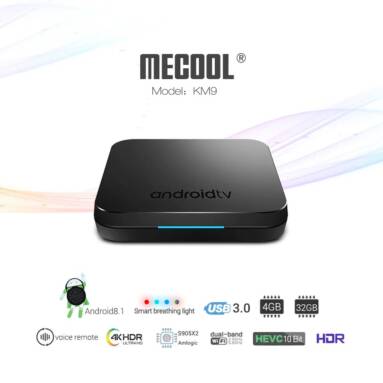 €43 with coupon for MECOOL KM9 Android TV OS TV Box with Voice Remote – BLACK EU PLUG from GearBest