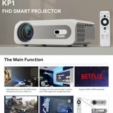€179 with coupon for MECOOL KP1 1080P Projector Built-in TV Stick Android 11.0 OS 1+8GB 5″LCD Display Large Screen Mini Portable TV Cinema Home Theater Outdoor Movie from BANGGOOD