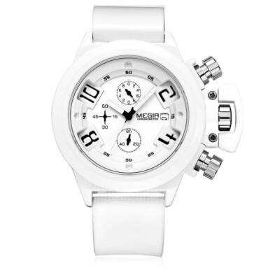 $9 with coupon for MEGIR 2002 Quartz Men Watch Three Working Sub-dials  –  WHITE from GearBest