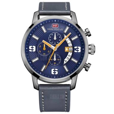 $15 with coupon for MINI FOCUS MF0025G 4296 Classic Leather Band Male Watch  –  BLUE from GearBest