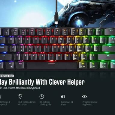 €39 with coupon for MOTOSPEED CK61 NKRO RGB Mechanical Keyboard with Kailh BOX Switch from GEARBEST