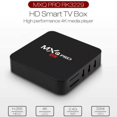 $23 with coupon for MXQ PRO RK3229 4K HD TV Box WiFi Android Media Player – BLACK US PLUG + 1GB RAM + 8GB ROM from GearBest