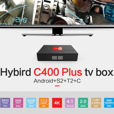 $68 with coupon for Magicsee C400 Plus Hybird S2 + T2 + C TV Box – BLACK EU PLUG from GearBest