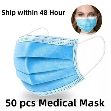 €28 with coupon for 3-Layers Surgical Face Masks with Elastic Earloops Disposable Anti Virus Flu Mask Fast Shipping- 50Pcs EU FR / DE / UK / US warehouse from GEARBEST
