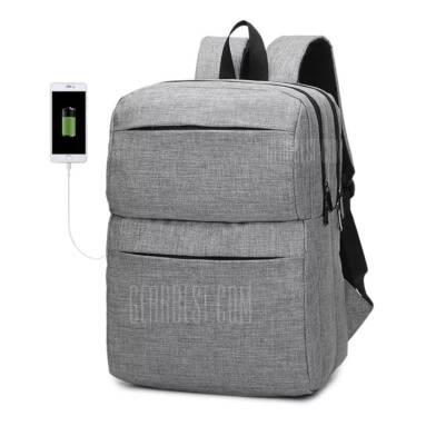 $17 with coupon for Men Chic Water-resistant Laptop Backpack with USB Port  –  GRAY from GearBest