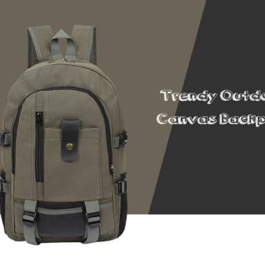 $9 with coupon for Men Trendy Outdoor Large Capacity Canvas Backpack – ARMY GREEN from GearBest