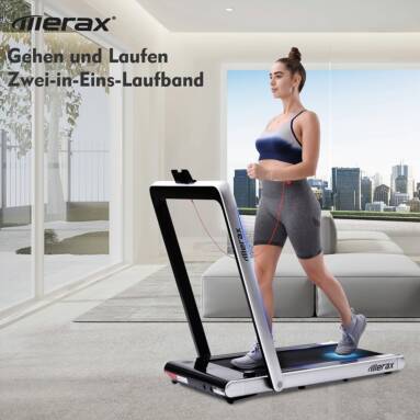 €545 with coupon for Merax 2.25 HP Electric Folding Treadmill 2-in-1 Running Machine with Remote Control/LED Display Fully Assembled Portable – Silver from EU GER warehouse GEEKBUYING
