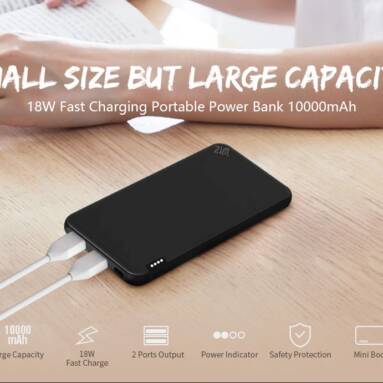 $27 with coupon for Mini 18W Two-way Fast Charge Portable Power Bank 10000mAh 2-port Output USB Battery Charger with Status Indicator Light from Xiaomi youpin from GEARBEST