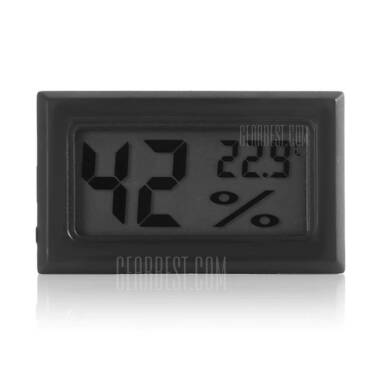 $1 with coupon for Mini Digital LCD Indoor Thermometer Hygrometer  –  BLACK from GearBest