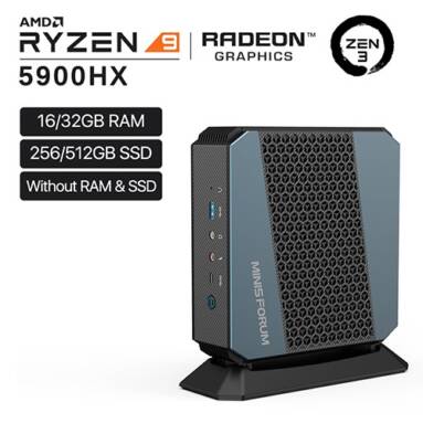 $999 with coupon for Minisforum HX90 Mini PC AMD Ryzen 9 5900HX 8 Cores/16 Threads AMD Radeon Graphics GPU 16GB RAM 512GB SSD Quad 4K Display from GEEKBUYING