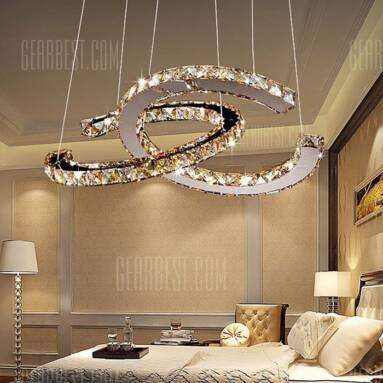 $95 with coupon for Modern Stainless Steel 3000K LED Crystal Chandelier 220V  –  WARM WHITE from GearBest
