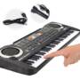 Multi-function 61 Keys Keyboard Electronic Organ with Microphone Music Simulation Piano Children Toys  -  BLACK