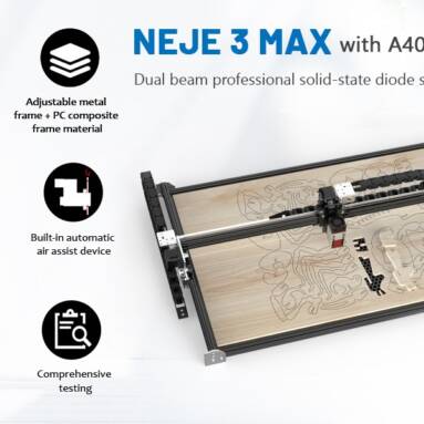 €479 with coupon for NEJE 3 MAX 10W Laser Engraver Cutter, A40640 Laser Module, 0.04*0.06mm Compressed Spot, Built-in Air Assist, NEJE WIN Software, Android App Control, 460*810mm from EU warehouse GEEKBUYING