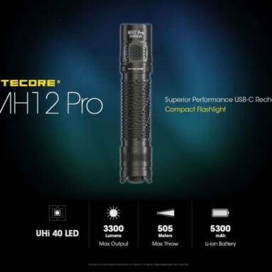 €73 with coupon for NITECORE MH12 PRO 3300lm Rechargeable Flashlight from BANGGOOD