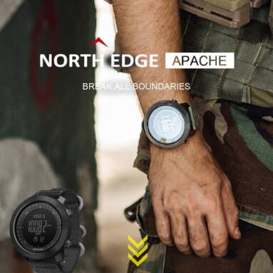€41 with coupon for NORTH EDGE Apache2 Altimeter Barometer Compass Temperature Display 50m Waterproof Outdoor Sport Digital Watch from BANGGOOD