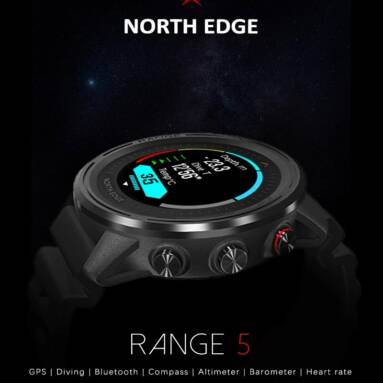 €78 with coupon for NORTH EDGE Range 5 GPS Glonass Beidou Compass Barometer Altimeter Multi-Sports Modes Heart Rate Monitor Diving Waterproof Outdoor Smart Watch from BANGGOOD