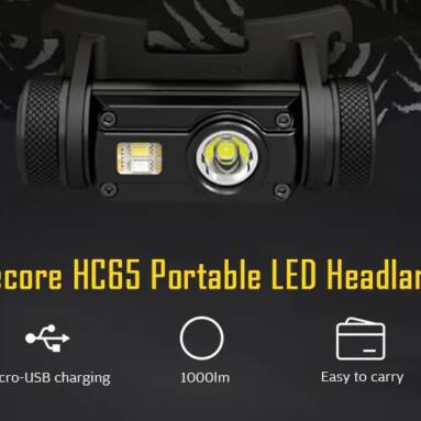 $49 with coupon for Nitecore HC65 Portable 1000lm LED Headlamp with 18650 Battery from GEARBEST