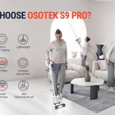 €140 with coupon for OSOTEK S9 Pro Cordless Handheld Vacuum Cleaner from EU warehouse GEEKBUYING