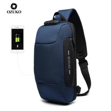 €12 with coupon for OZUKO Chest Bag USB External Charging Anti-theft Crossbody Bag Waterproof Shoulder Bag for Camping Travel – Camouflage from BANGGOOD
