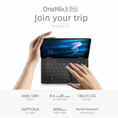 $999 with coupon for One Netbook One Mix 3 Pro Yoga Pocket Laptop Intel Core i5-10210Y (English Version Keyboard) + Original Stylus Pen + Protective Case from GEEKBUYING