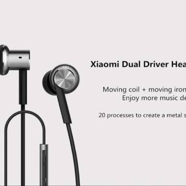 €12 with coupon for Original Xiaomi Hybrid Dual Drivers Wired Control Earphone Headphone With Mic from BANGGOOD
