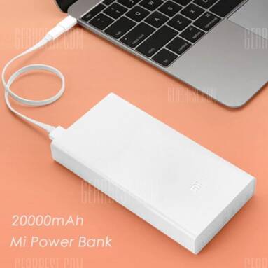 $22 with coupon for Original Xiaomi Mi 20000mAh Mobile Power Bank Quick Charging  –  WHITE from GearBest