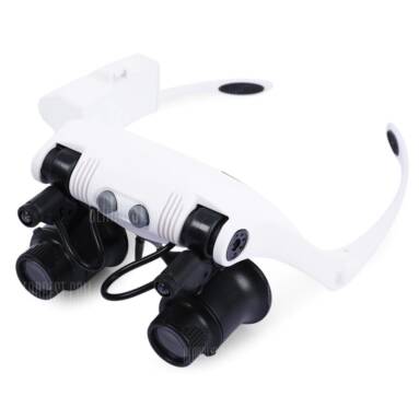 $8 with coupon for Outdoor Headband Magnifier with 2 LEDs Repairing Tool  –  WHITE from GearBest