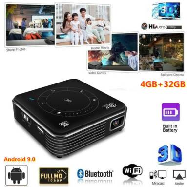 €145 with coupon for P11 DLP Mini Projector Andorid 9.0 4GB+32GB 1000 Lumens Smart Pocket 3D Support Miracast Wifi Home Video Projector Beamer from EU CZ warehouse BANGGOOD