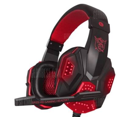 $12 with coupon for PC 780 Bass Gaming Headsets Luminous Headphones with Mic – CRANBERRY from GearBest
