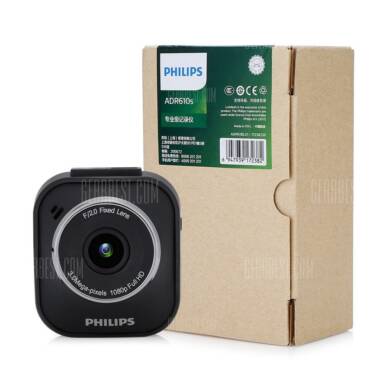 $61 flashsale for PHILIPS ADR610S 1080P Full HD Car Driving Video Recorder  –  BLACK from GearBest