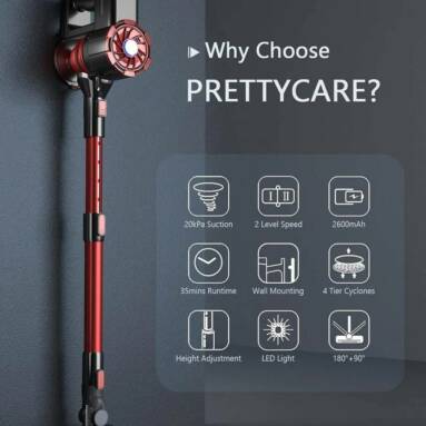 €81 with coupon for PRETTYCARE W100 Lightweight Cordless Vacuum Cleaner from EU warehouse GEEKBUYING