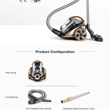 $89 with coupon for PUPPYOO WP9005B Cyclonic Bagless Canister Vacuum Cleaner Large Suction Capacity Powerful Aspirator Multifunctional Cleaning Appliances – EU plug from BANGGOOD