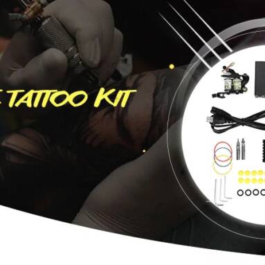 $20 with coupon for PX110001 Complete Tattoo Kit Machine Needles Power Supply Gun Set – Black Two Pin US Plug from Gearbest