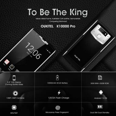 $6 OFF OUKITEL K10000 Pro 4G Smartphone 3GB +32GB,free shipping $173.99(Code:DSK1WPRO) from TOMTOP Technology Co., Ltd