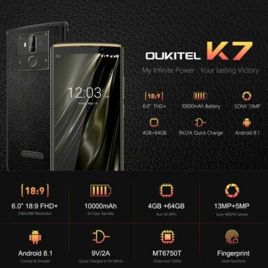 $10 OFF OUKITEL K7 4G Smartphone 4+64G Presale,free shipping $159.99(Code:DSOUKK7) from TOMTOP Technology Co., Ltd