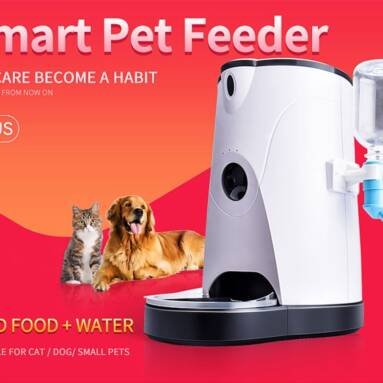 $81 with coupon for Phone APP Remote Operation Cat Dog Water and Food Automatic Pet Feeder – WHITE from GearBest