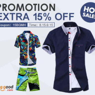 Extra 15% OFF for Summer Clothing from BANGGOOD TECHNOLOGY CO., LIMITED