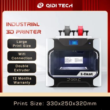 € 1952 met coupon voor QIDI TECH i-fast 3D-printer Groot afdrukformaat 330 × 250 × 320 mm Dual Extruder Print met ABS/PLA/TPU/PC/Nylon/koolstofvezel van EU-magazijn WIIBUYING